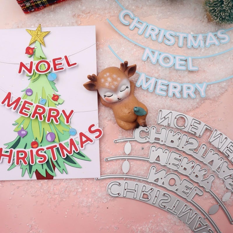 Feemkota Merry Christmas Noel Words Die Cuts for Card Making Christian Theme Banner Stamps Cutting Dies for DIY Paper Scrapbooking Crafts Embossing Decorations - Image 1